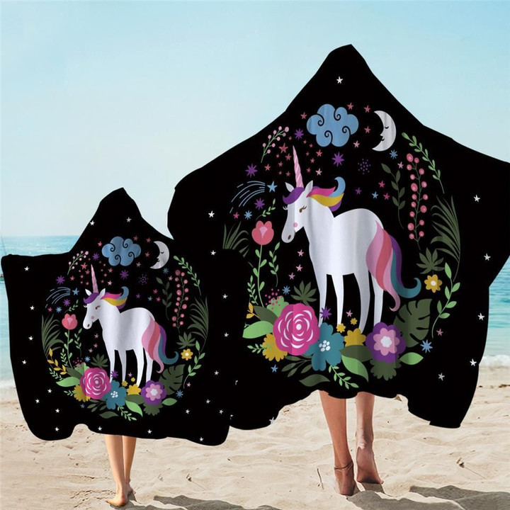 Magical Unicorn Starry Printed Hooded Towel