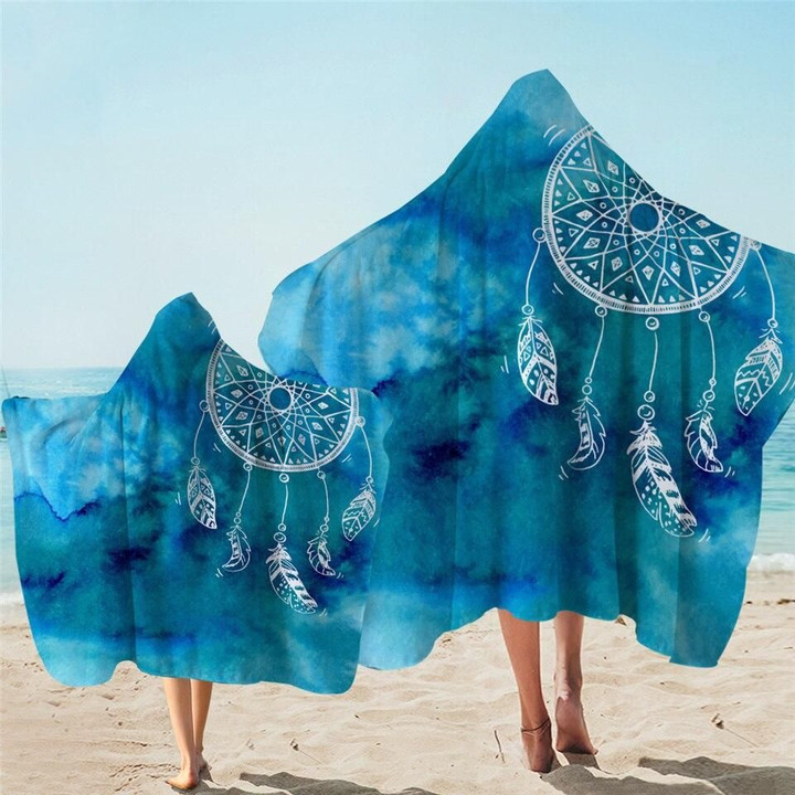 Ocean Dreaming Blue Sea Printed Hooded Towel