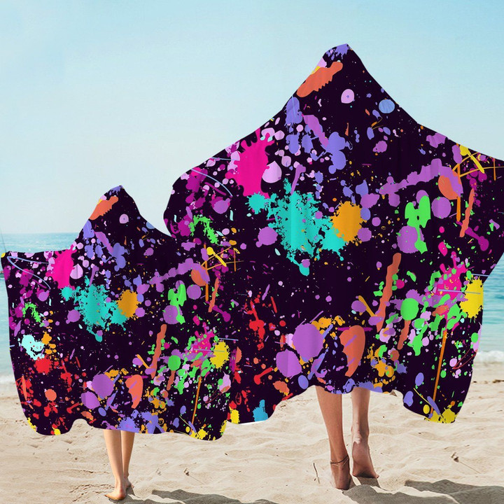 Color Attack On Purple Printed Hooded Towel