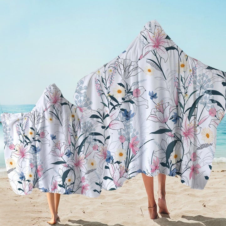 Splendid Lilys Pattern Printed Hooded Towel