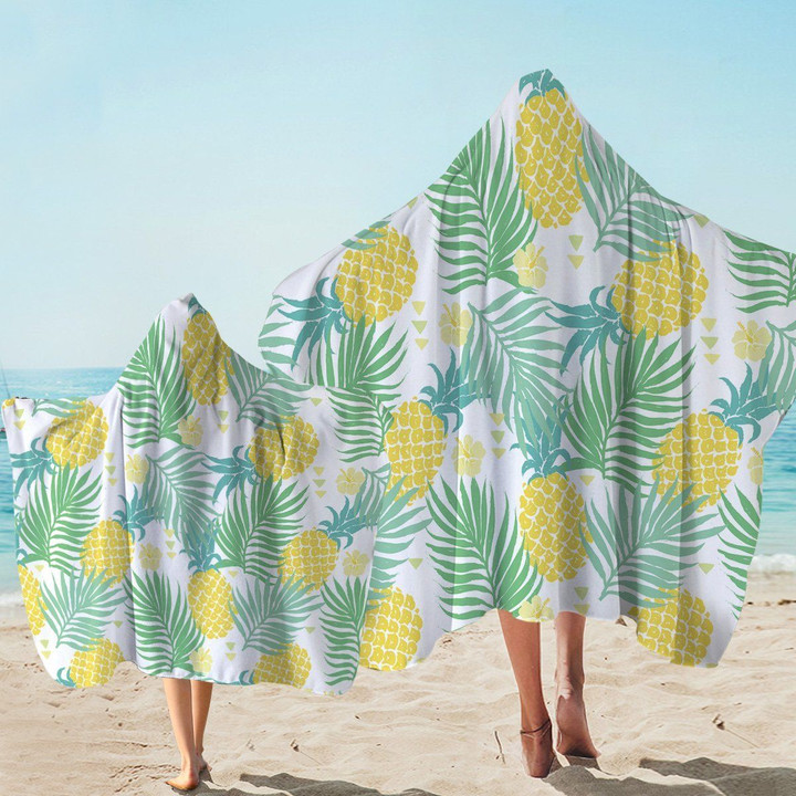 Tropical Fruits Pineapple Patterns Printed Hooded Towel