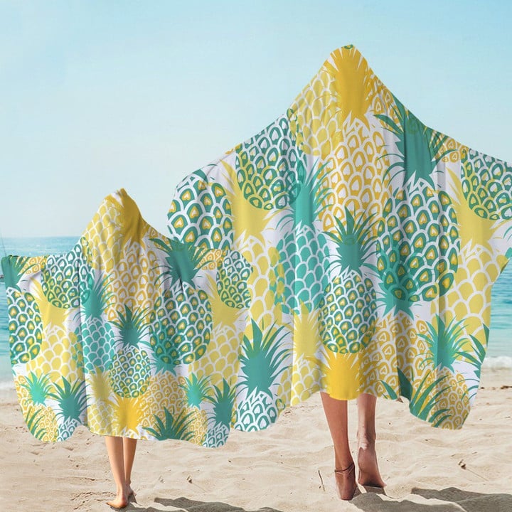 Pineapple Themed Aloha Summer Printed Hooded Towel