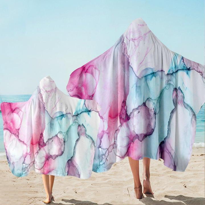 Waikiki Blue And Pink Vibes Printed Hooded Towel
