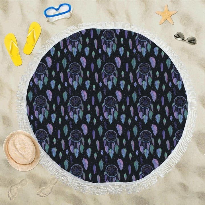 Dream Catcher Tribal Design Round Beach Towel