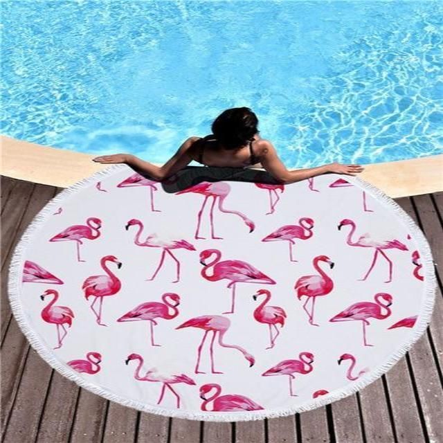 Fashion Flamingo Pink Pattern Printed Round Beach Towel