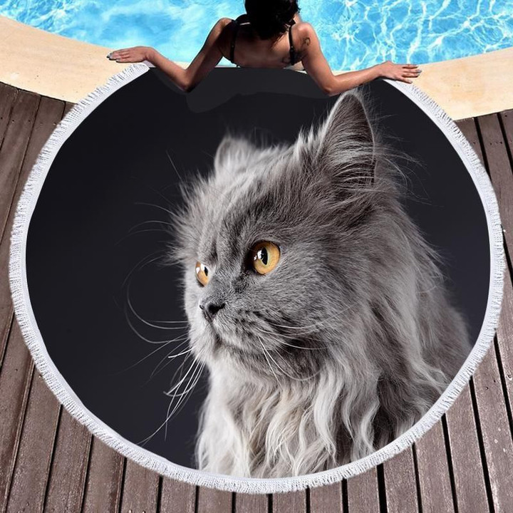 Baby Cat Animal 3D Printed Round Beach Towel