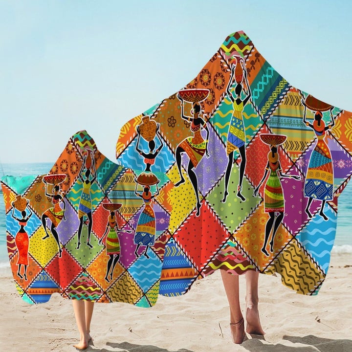 Colored Patterns African Ladies Printed Hooded Towel