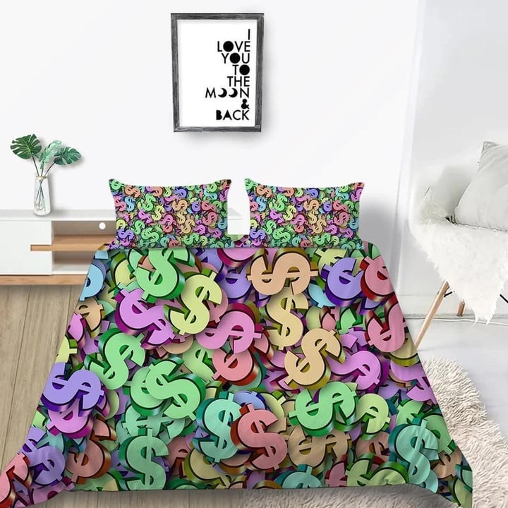 Colorful Currency Colorful Duvet Cover Bedding Set