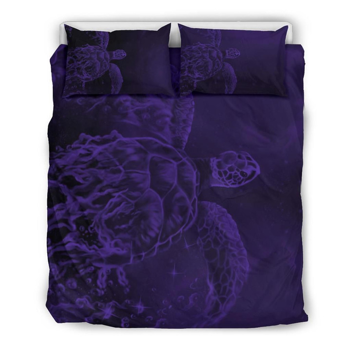 Hawaii Sea Turtle Water Color Travel Galaxy Purple Duvet Cover Bedding Set