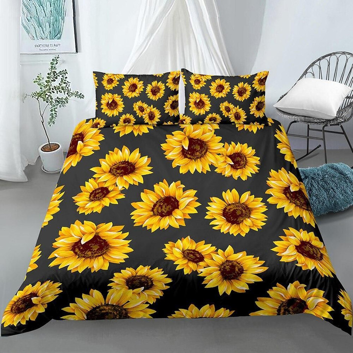 Beautiful Sunflower Patterns Duvet Cover Bedding Set