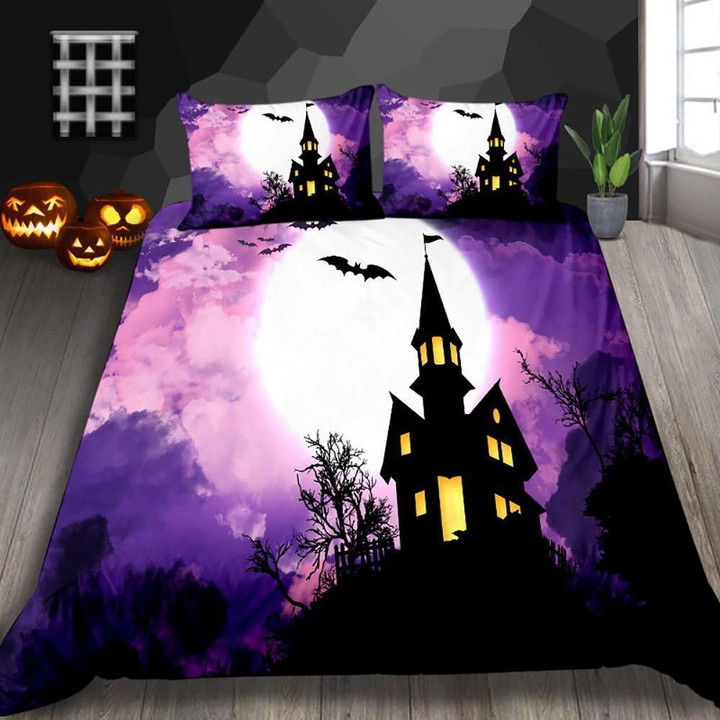 Ancient Castle Moonlight Halloween Duvet Cover Bedding Set