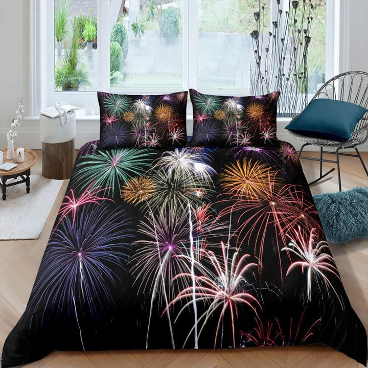 3d Firework Themed Duvet Cover Bedding Set