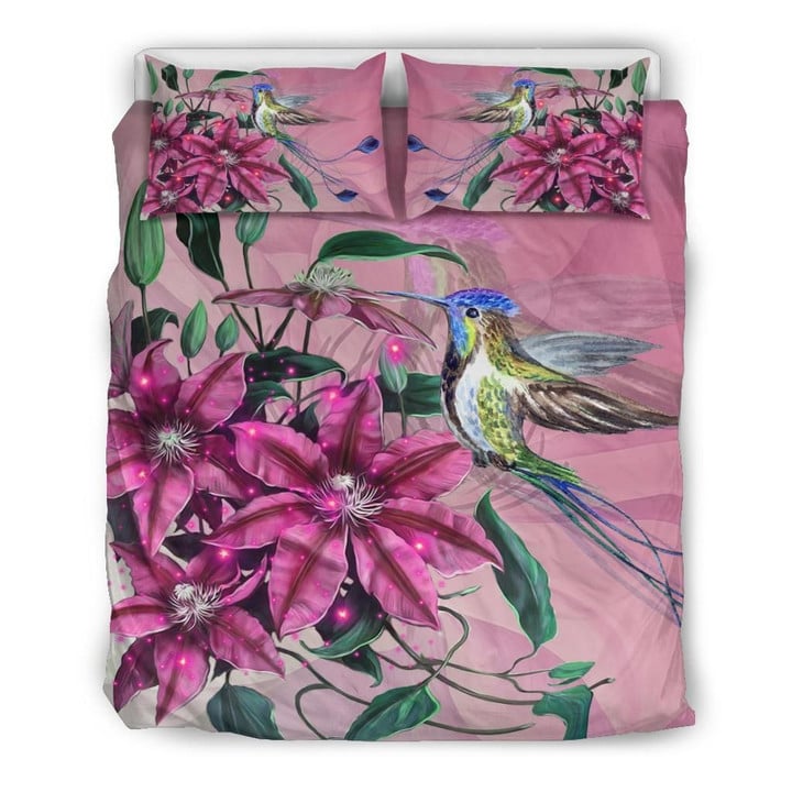 Hawaii Clematis Humming Bird Duvet Cover Bedding Set