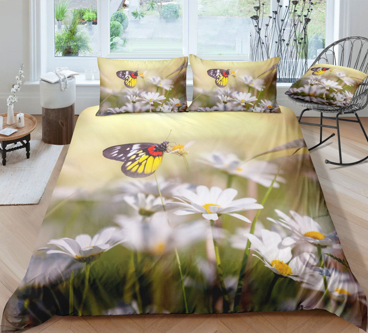 Flowers And Butterflies Duvet Cover Bedding Set
