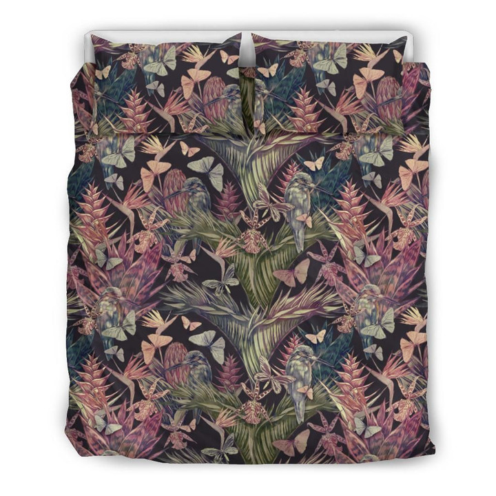 Hawaiian Palm Leaves Tropical Flowers Polynesian Duvet Cover Bedding Set