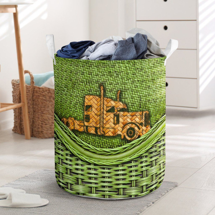 Awesome Trucker Printed Laundry Basket For Dad