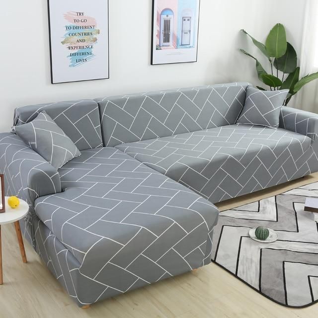 Dudley Grey Abstract Pattern Sofa Couch Cover
