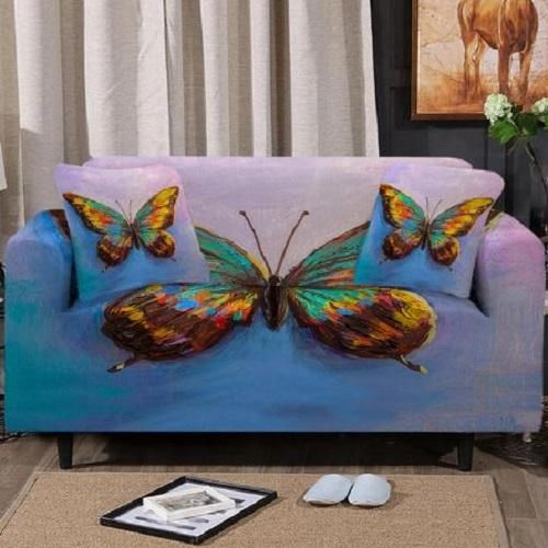 Butterfly Drawing In Dreamy Background Printed Sofa Couch Cover