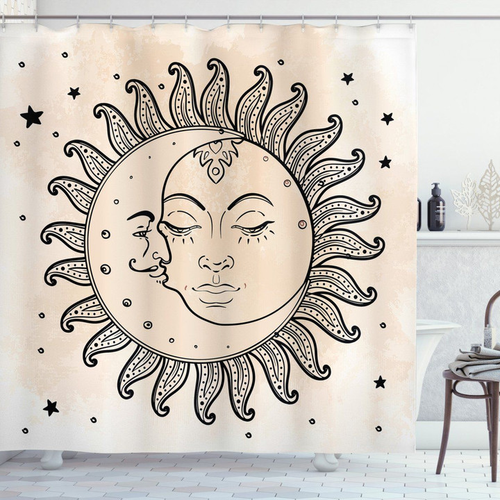 Sun And Moon Mystical Pattern Shower Curtain Home Decor