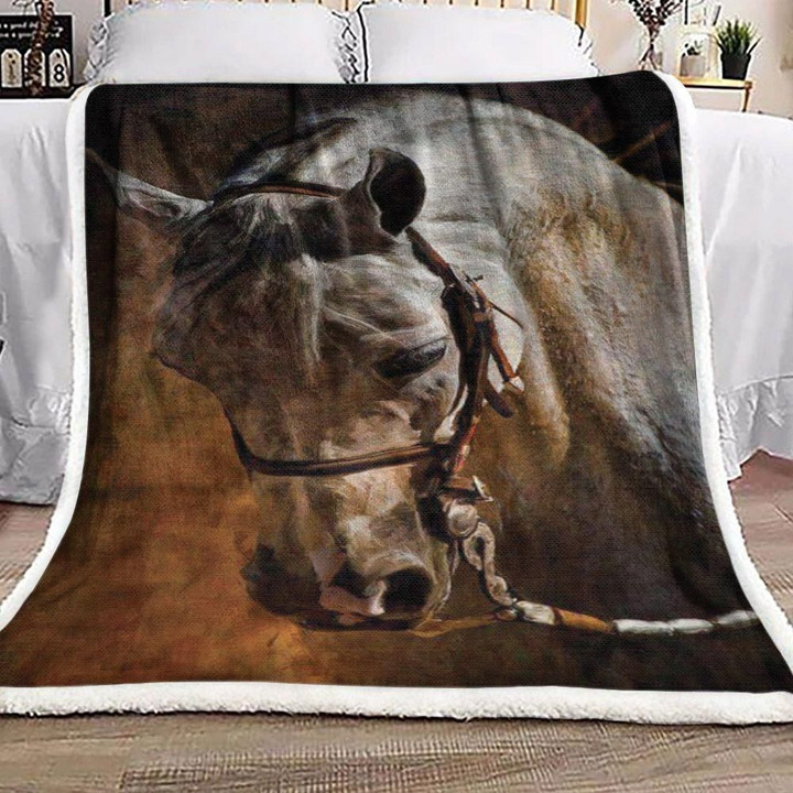 Horse Wild And Free Background Printed Sherpa Fleece Blanket