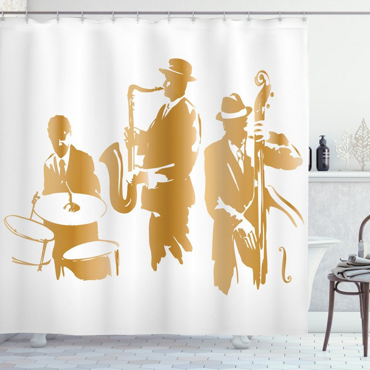 Jazz Band Blues Music Pattern Shower Curtain Home Decor
