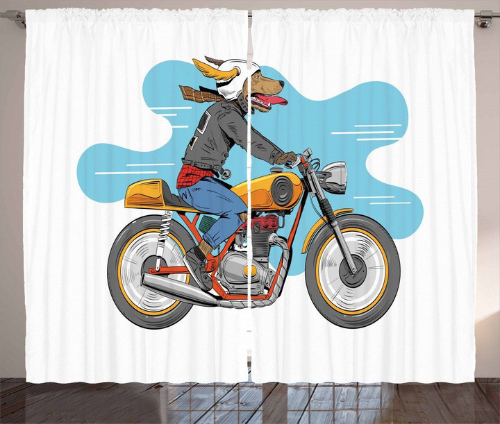 Cartoon Fun Dog Riding Motor Pattern Window Curtain Door Curtain