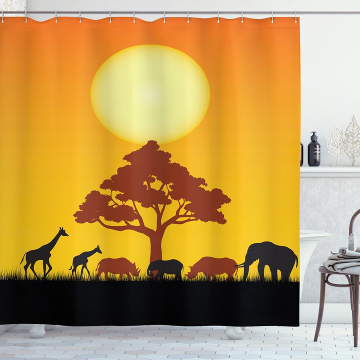 Wildlife Animals Rhinos Shower Curtain Home Decor