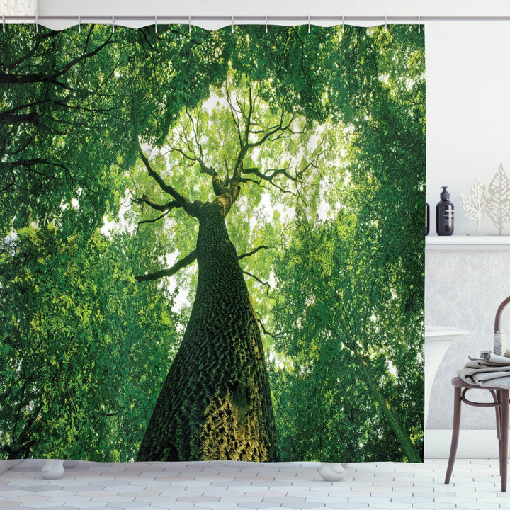 High Leaves Tree Branches Shower Curtain Home Decor
