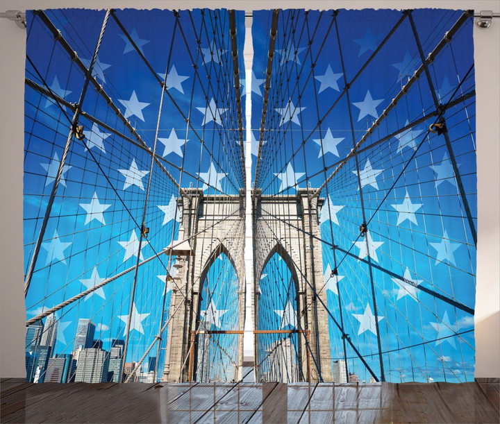 Bridge Stars America Pattern Window Curtain Door Curtain