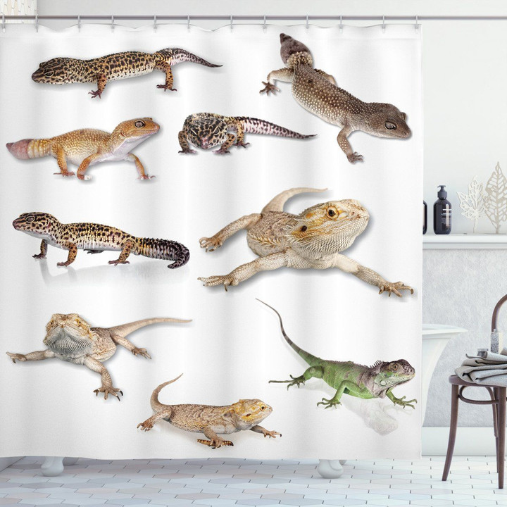 Primitive Reptile Animals Pattern Shower Curtain Home Decor