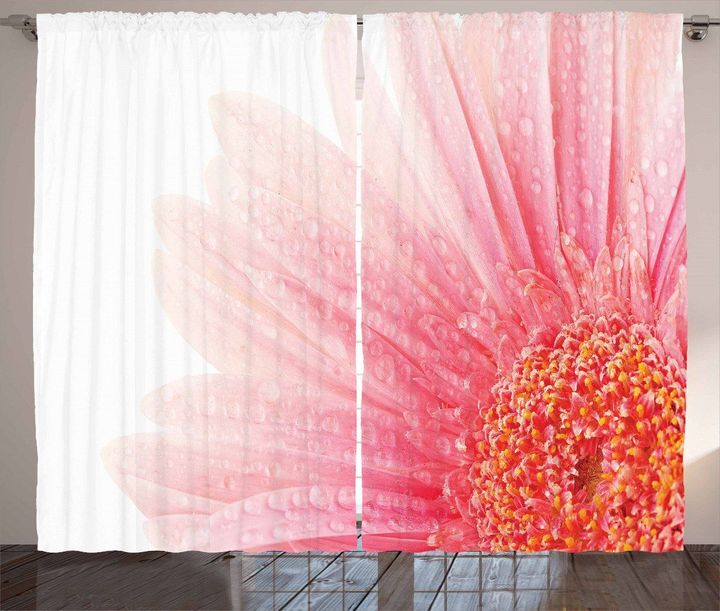 Wet Gerbera Pink Pattern Window Curtain Door Curtain