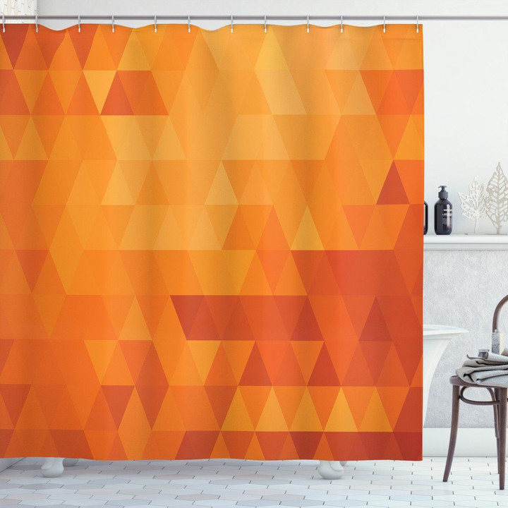 Shapes And Patterns Orange Interleaved Pattern Printed Shower Curtain