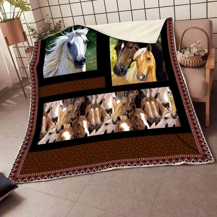 Horse Gift From God Background Printed Sherpa Fleece Blanket