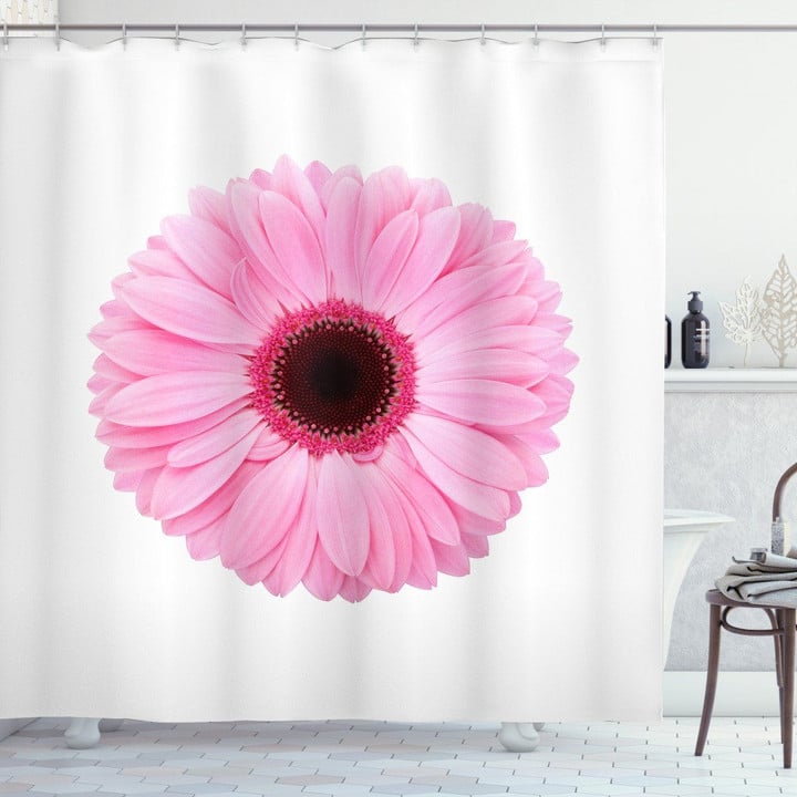 Pink Gerber Daisy In White Shower Curtain Home Decor