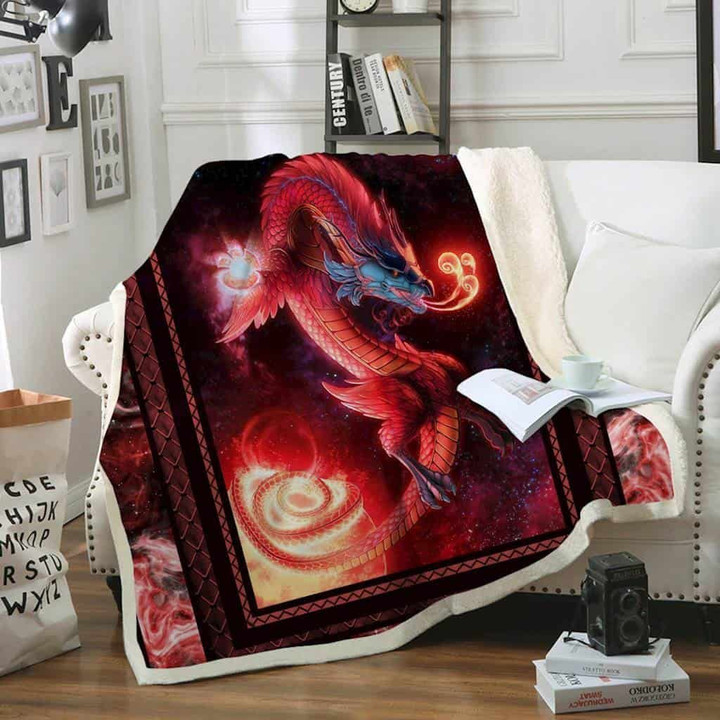 Fire Dragon Magic Ball Printed Sherpa Fleece Blanket