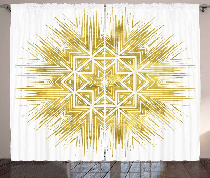 Gold Geometric Vivid Pattern Window Curtain Door Curtain