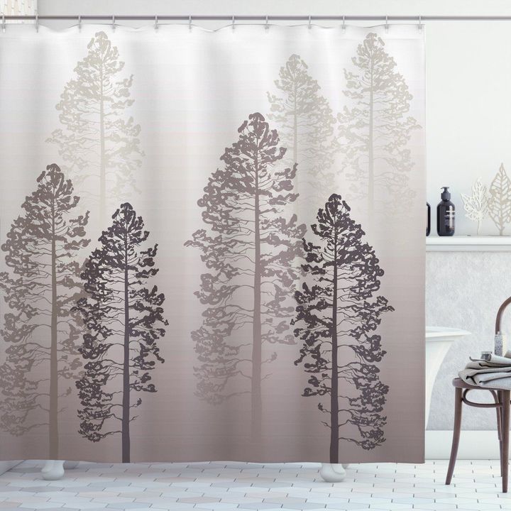 Wild Pine Forest Themed Pattern Shower Curtain Home Decor