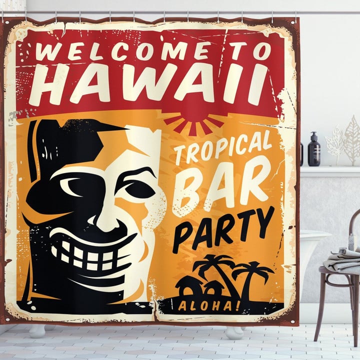 Tropic Bar Party Hawaii Shower Curtain Home Decor