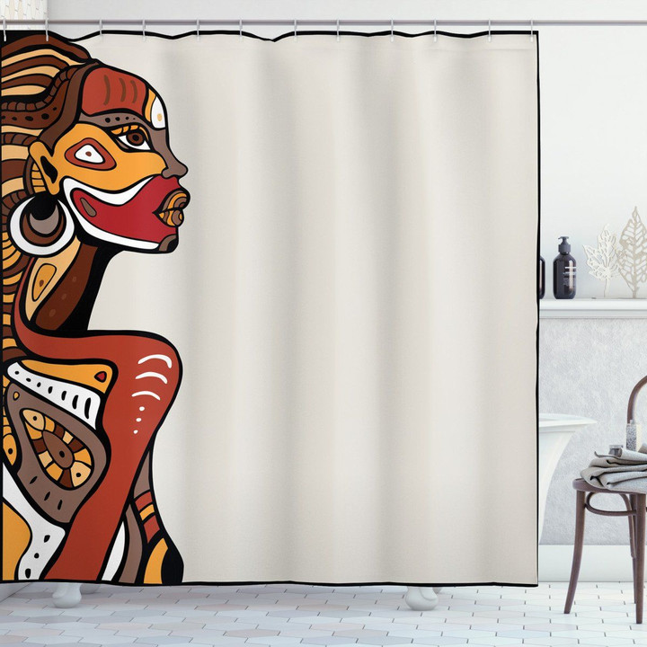 Hand Drawn Woman Art Unique Pattern Printed Shower Curtain