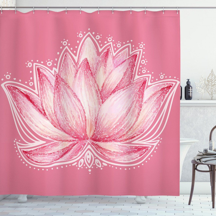 Lotus Meditation Yoga Pink Shower Curtain Home Decor