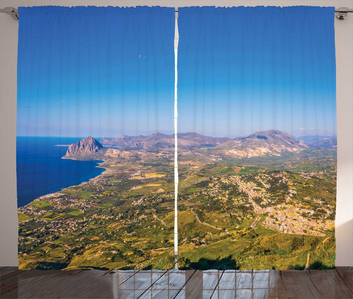 Fascinating Sicilian Coast Pattern Window Curtain Door Curtain