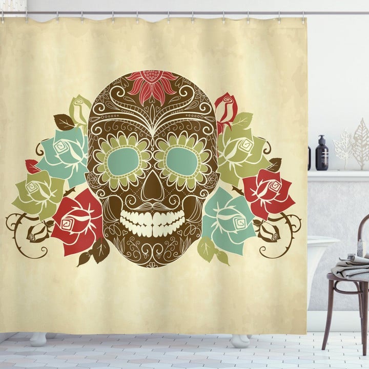 Vintage Gothic Face Pattern Shower Curtain Home Decor