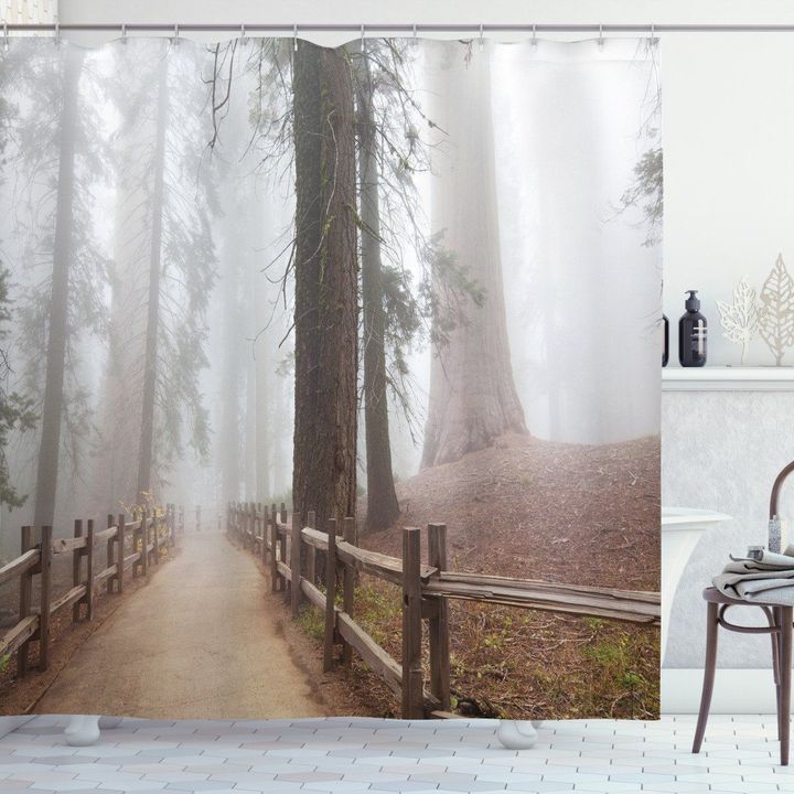Forest In Foggy Morning View Shower Curtain Home Decor