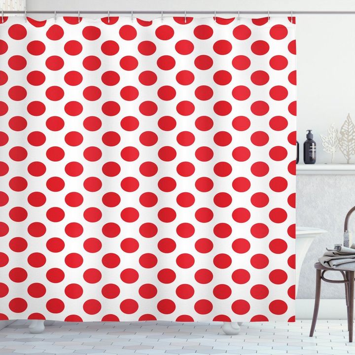 Pop Art Retro Dots Pattern Shower Curtain Home Decor