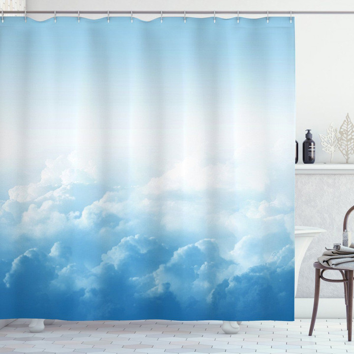 Peaceful Fluffy Clouds Scenery Shower Curtain Home Decor