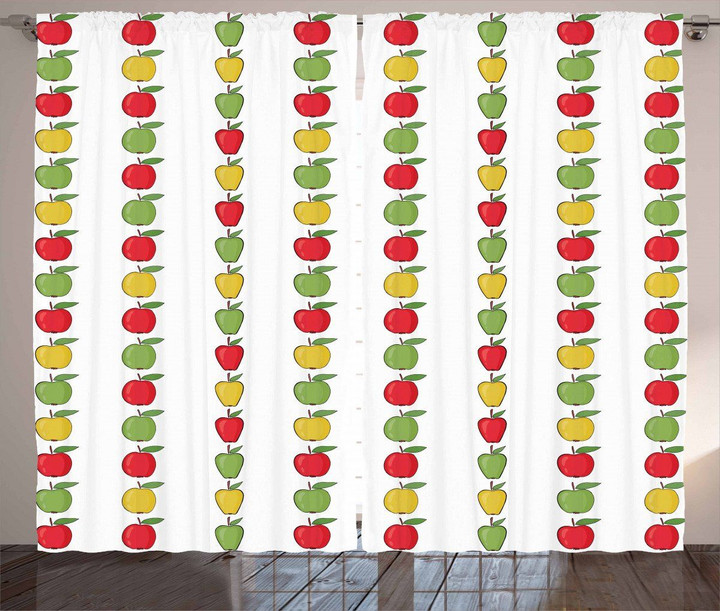 Colorful Fresh Fruit In A Row Pattern Window Curtain Door Curtain