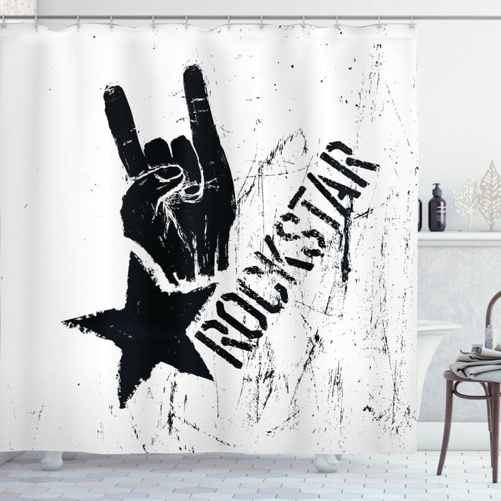 Grunge Effect Hand Star Shower Curtain Home Decor