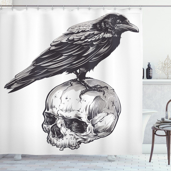 Sketchy Old Skull Image Shower Curtain Home Decor