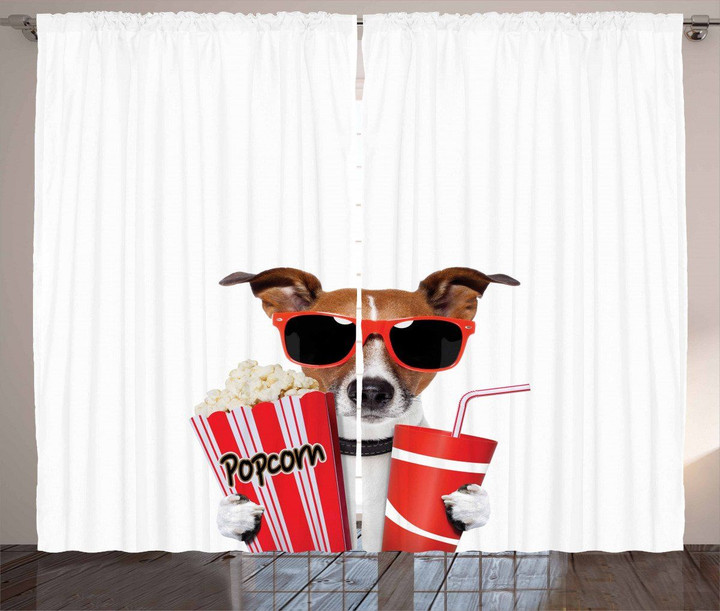Funny Dog Snacks White Background Printed Window Curtain Home Decor