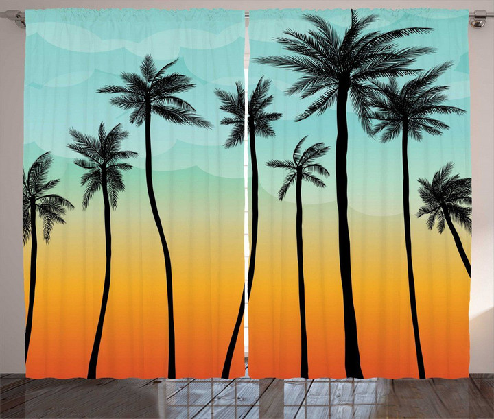 Ombre Effect Landscape Printed Window Curtain Home Decor